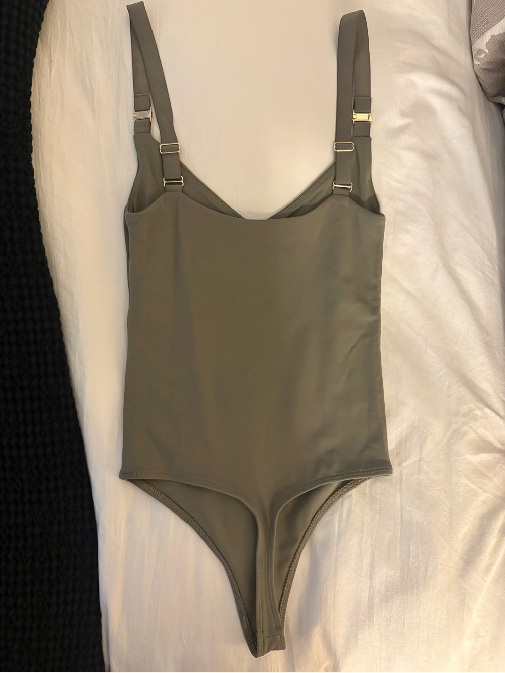 Aritzia Babaton Olive Green V Neck Tank Bodysuit - Picture 2 of 5